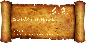 Oszlányi Neszta névjegykártya